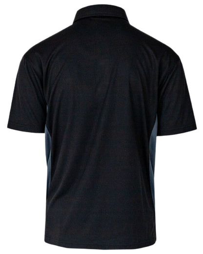 Black Grey Coloured Xpert Mens Pro Stretch Polo Shirt on White Background
