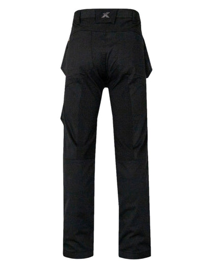 Black Coloured Xpert Mens Pro Stretch Work Trousers on White Background
