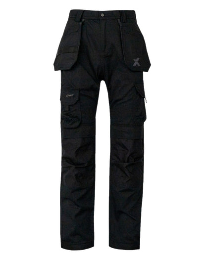 Black Coloured Xpert Mens Pro Stretch Work Trousers on White Background

