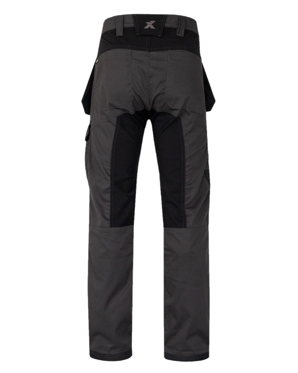 Grey Black Coloured Xpert Mens Pro Stretch Work Trousers on White Background
