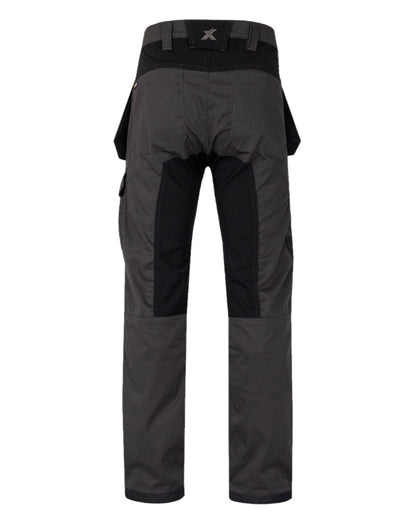 Grey Black Coloured Xpert Mens Pro Stretch Work Trousers on White Background
