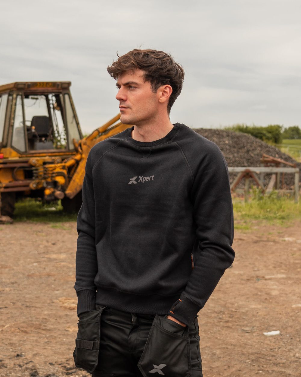 Black Coloured Xpert Mens Pro Sweatshirt on Outdoor Background

