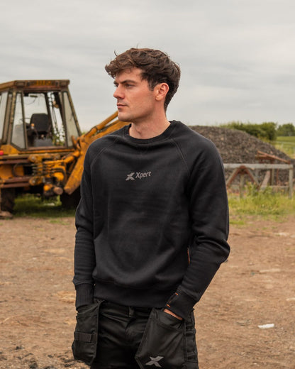 Black Coloured Xpert Mens Pro Sweatshirt on Outdoor Background
