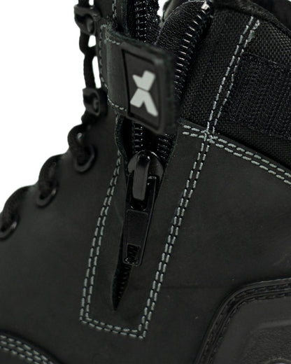Black Coloured Xpert Mens Pro Zipster Safety Zip-Side Boots on White Background
