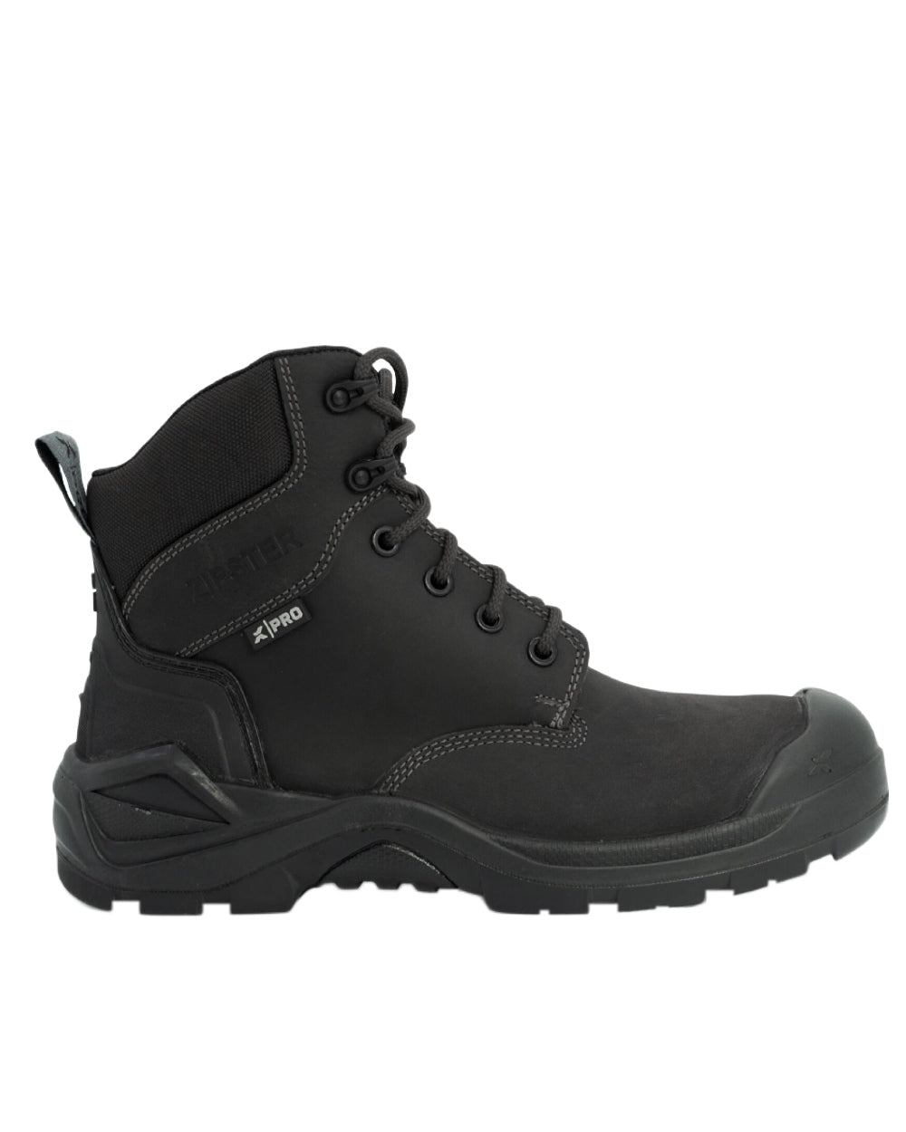 Black Coloured Xpert Mens Pro Zipster Safety Zip-Side Boots on White Background