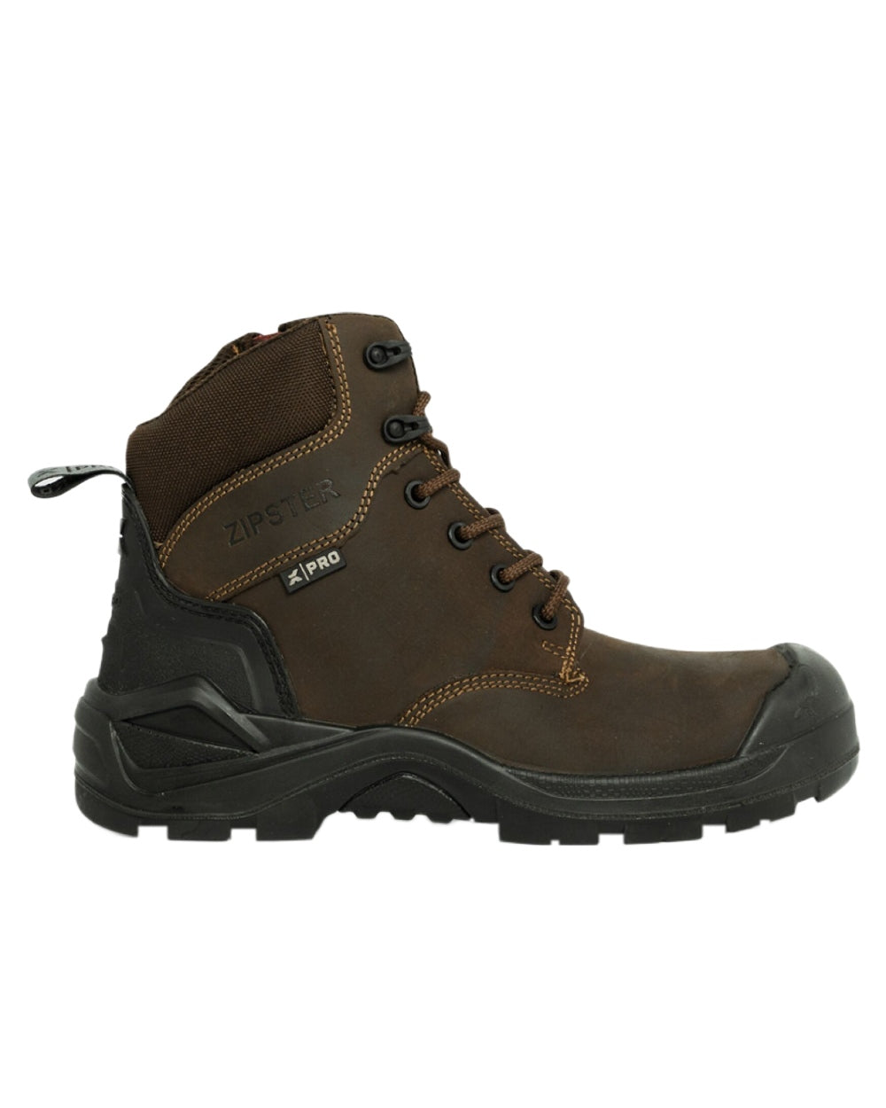 Brown Coloured Xpert Mens Pro Zipster Safety Zip-Side Boots on White Background
