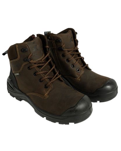 Brown Coloured Xpert Mens Pro Zipster Safety Zip-Side Boots on White Background
