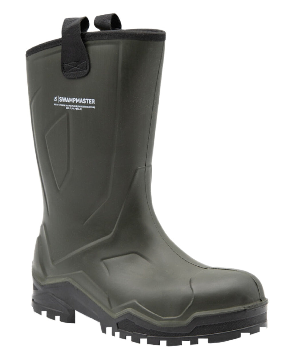 Green Coloured Xpert Mens Swampmaster Pro Challenger+ Safety Wellingtons on White Background
