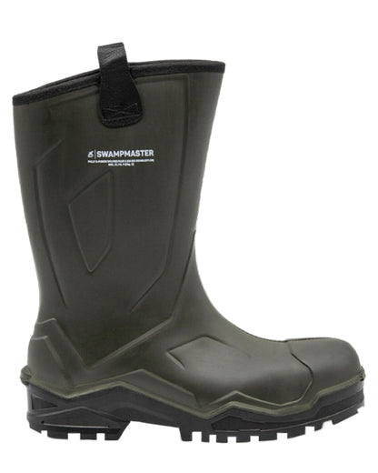 Green Coloured Xpert Mens Swampmaster Pro Challenger+ Safety Wellingtons on White Background
