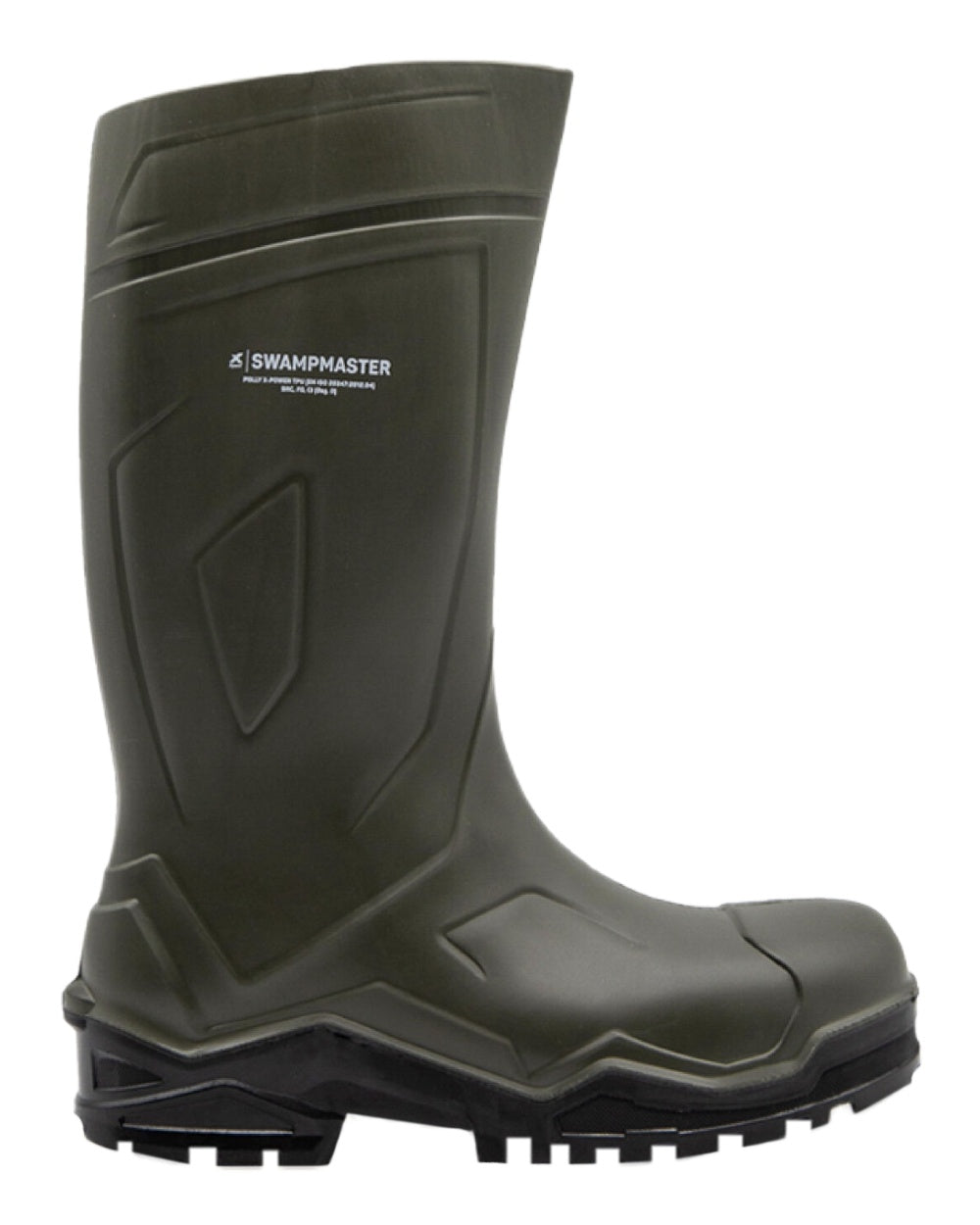 Green Coloured Xpert Mens Swampmaster Pro Champion+ Non-Safety Wellingtons on White Background
