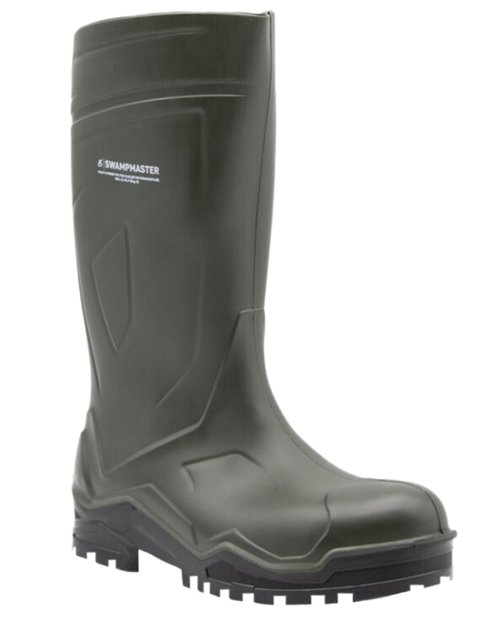 Green Coloured Xpert Mens Swampmaster Pro Defender+ S5 Safety Wellingtons on White Background
