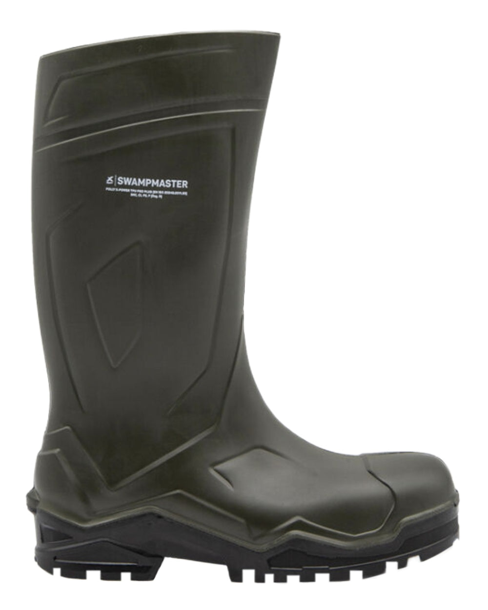 Green Coloured Xpert Mens Swampmaster Pro Defender+ S5 Safety Wellingtons on White Background