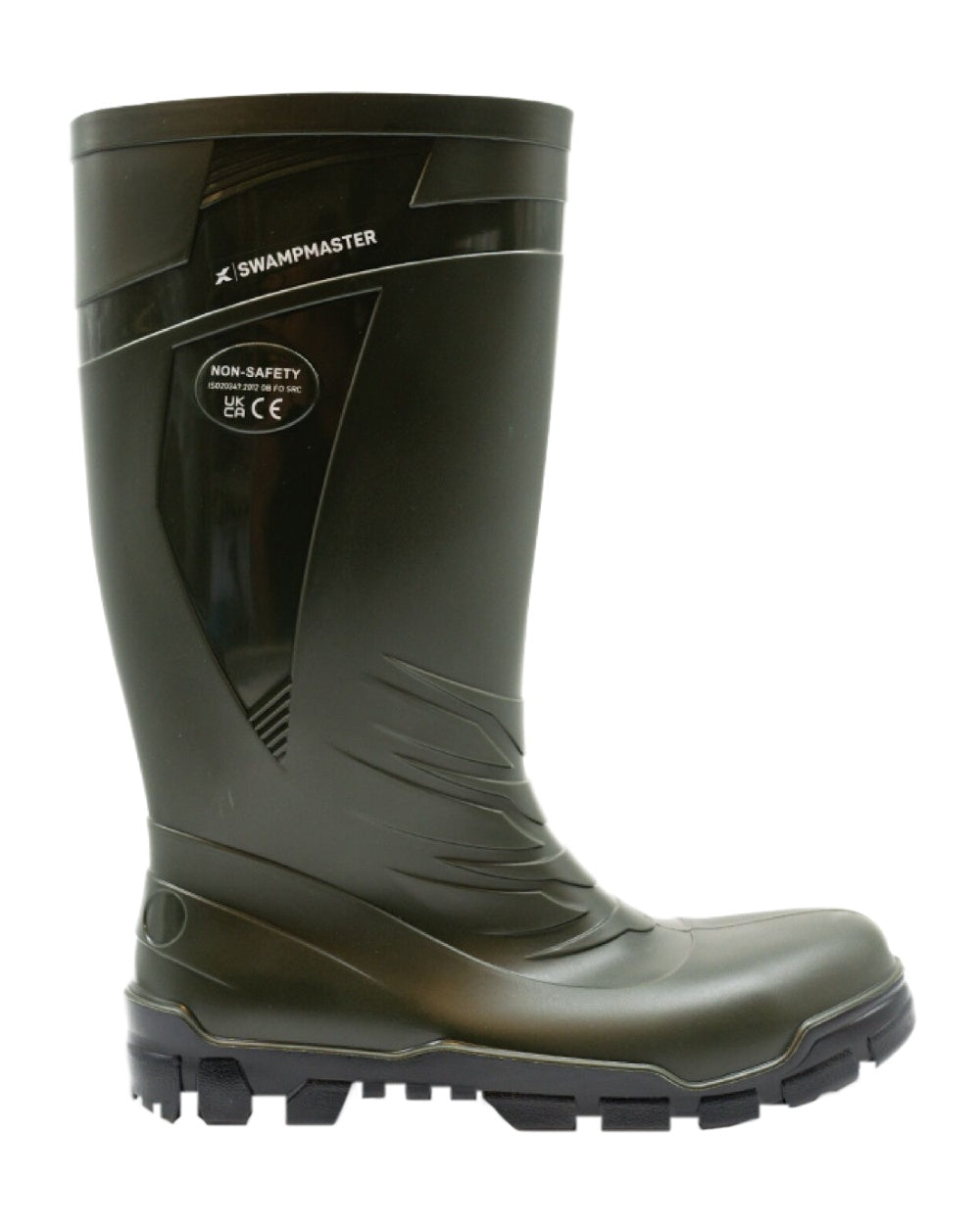 Green Coloured Xpert Mens Swampmaster Vortex Non-Safety PVC Wellingtons on White Background
