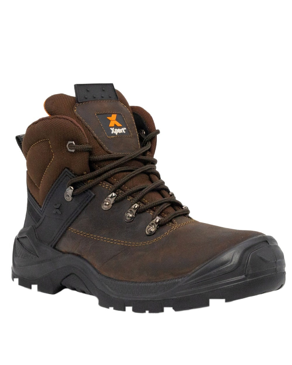 Brown Coloured Xpert Mens Warrior Safety Laced Boots on White Background
