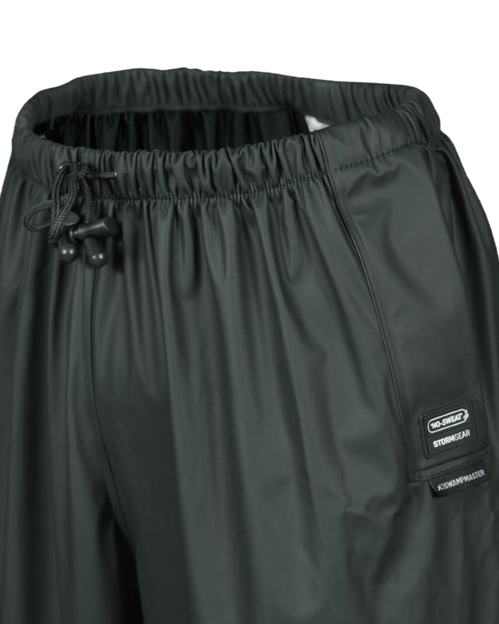 Green Coloured Xpert Swampmaster No-Sweat Stormgear Waterproof Trousers on White Background
