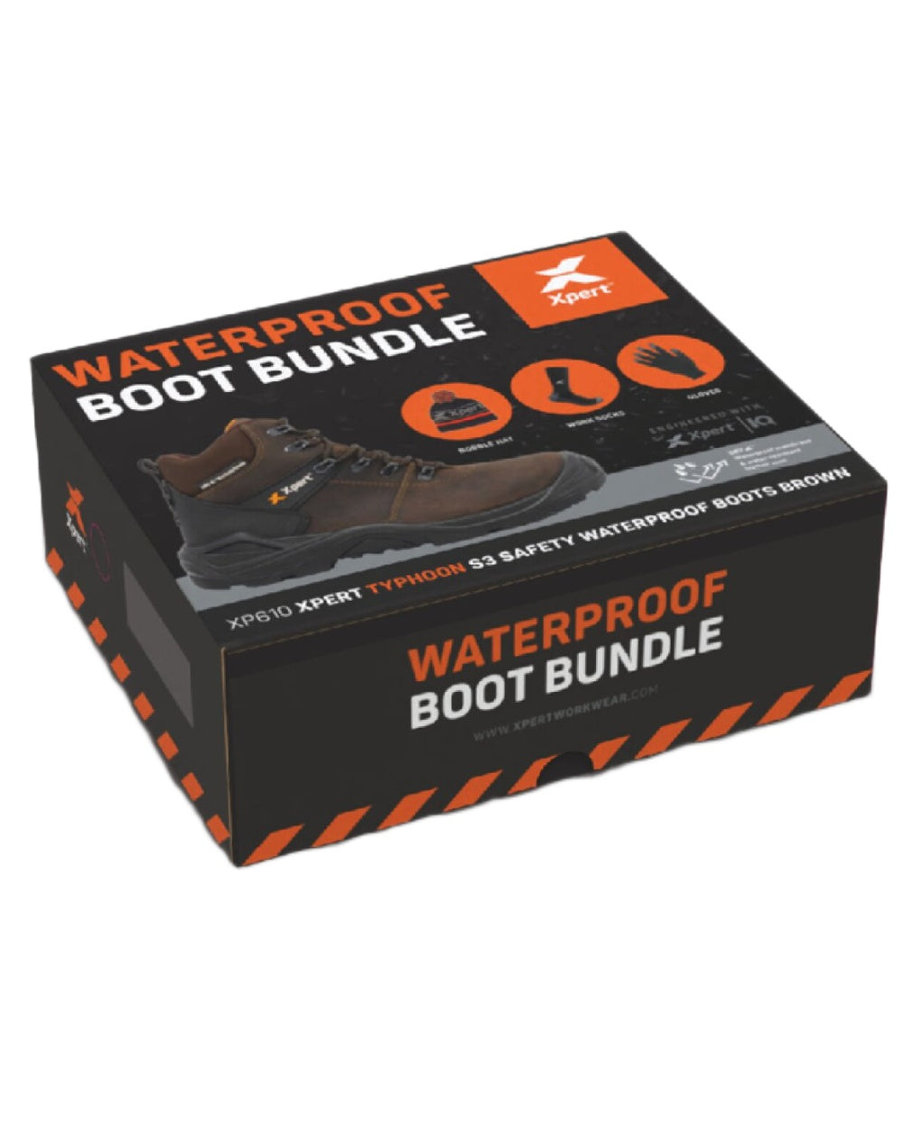 Brown Coloured Xpert Typhoon Safety Boots Bundle GGX 2024 on White Background
