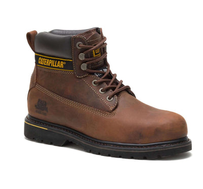 Brown CAT Holton Steel Toe S3 Leather Lace Up Work Boot
