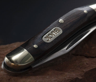 Wood handle with brass bolsters Single Blade Compact Pocket Knife by Buck Knives  