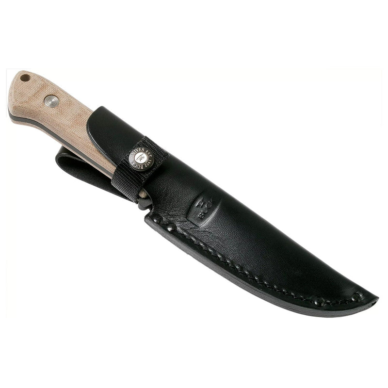 Fixed blade camping knife with leather sheath