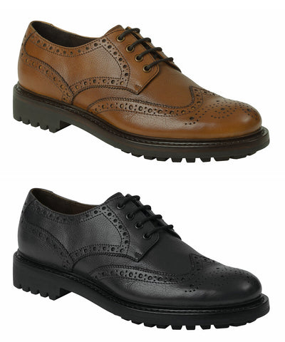 Hoggs of Fife Prestwick Brogue Shoes | Cedar, Black