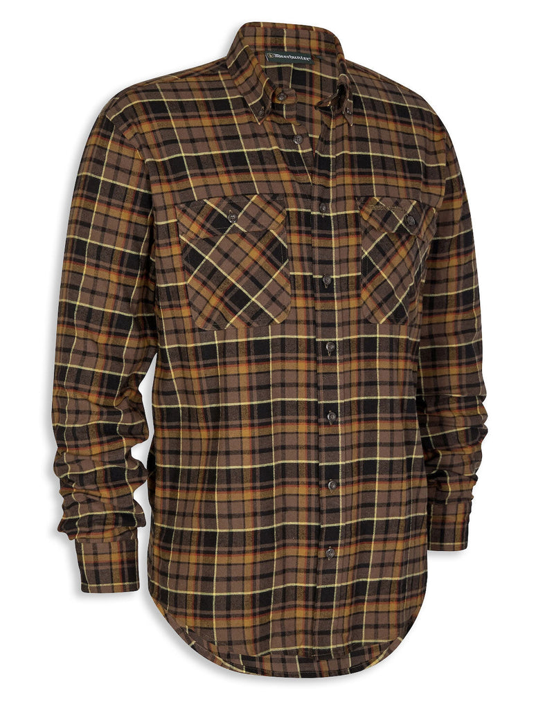 Deerhunter Marvin Cotton Flannel Check Shirt in Brown