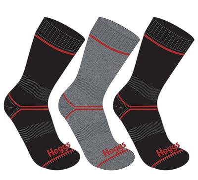 Hoggs of Fife Comfort Cotton Work Socks | Black Red Grey