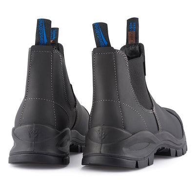 #910 Black Leather Safety Toe Boots by Blundstone 