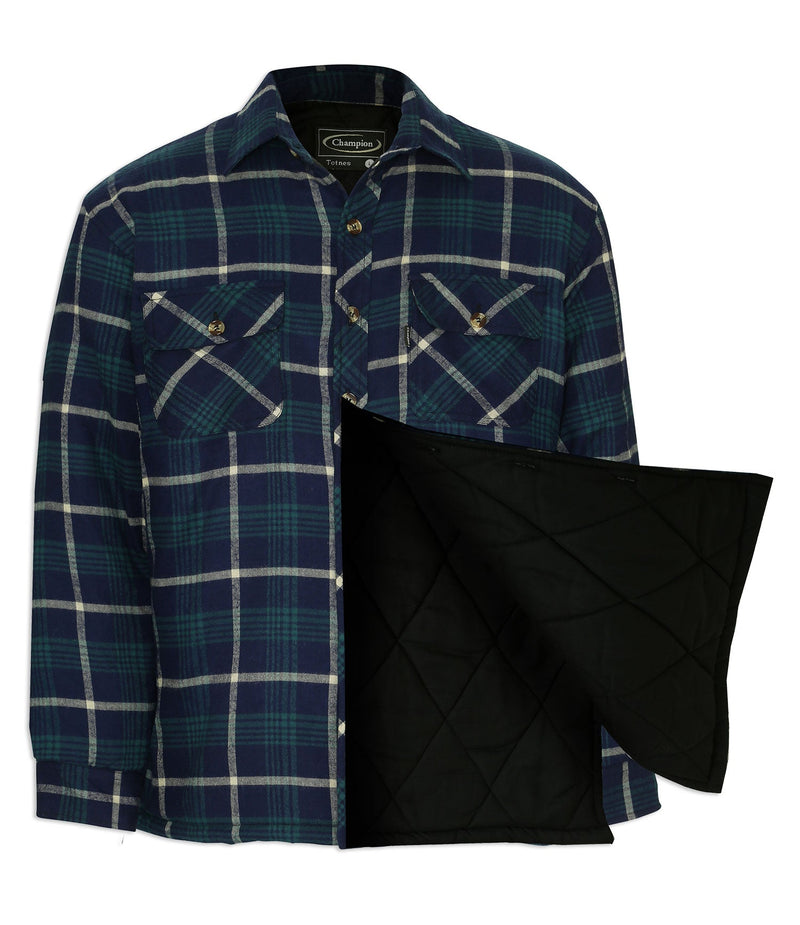 Lining Champion Totnes Quilted Padded Shirt Blue lumberjack check