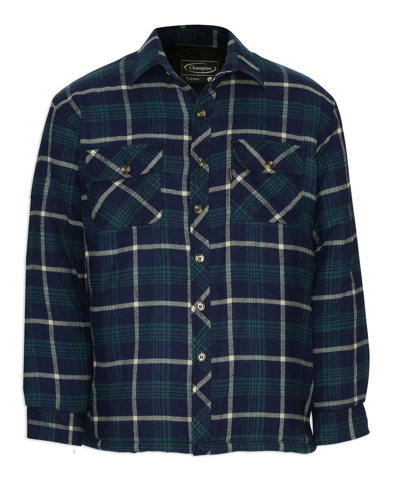 Champion Totnes Quilted Padded Shirt Blue lumberjack check