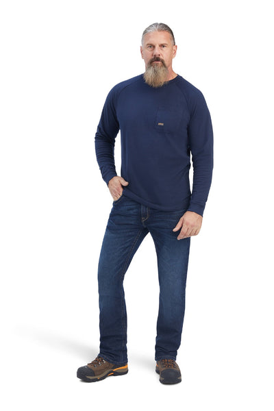 Ariat Rebar Men's Cotton Strong T-Shirt Long Sleeve in Navy