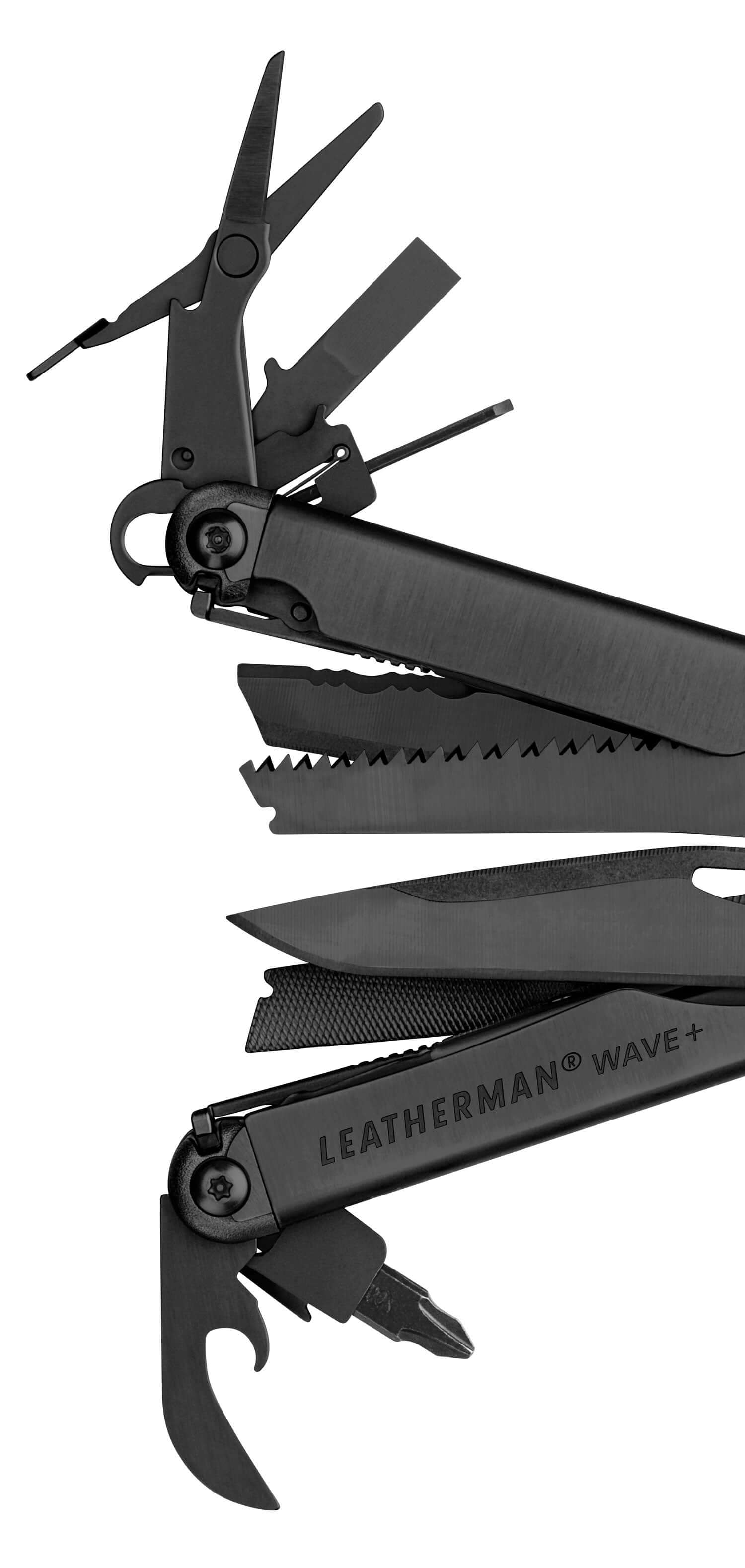 Black Oxide Wave multi tools - Blade, file, screwdriver, bottle opener, scissors, knife
