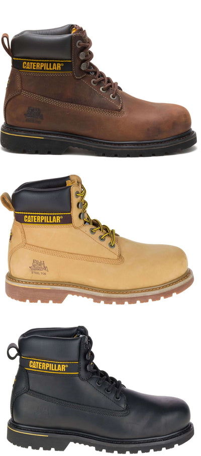 Caterpillar Holton Leather Safety Boot | Brown, Gold, Black