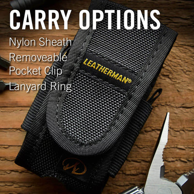 Carry options,  nylon sheath pcket clip lanyard ring