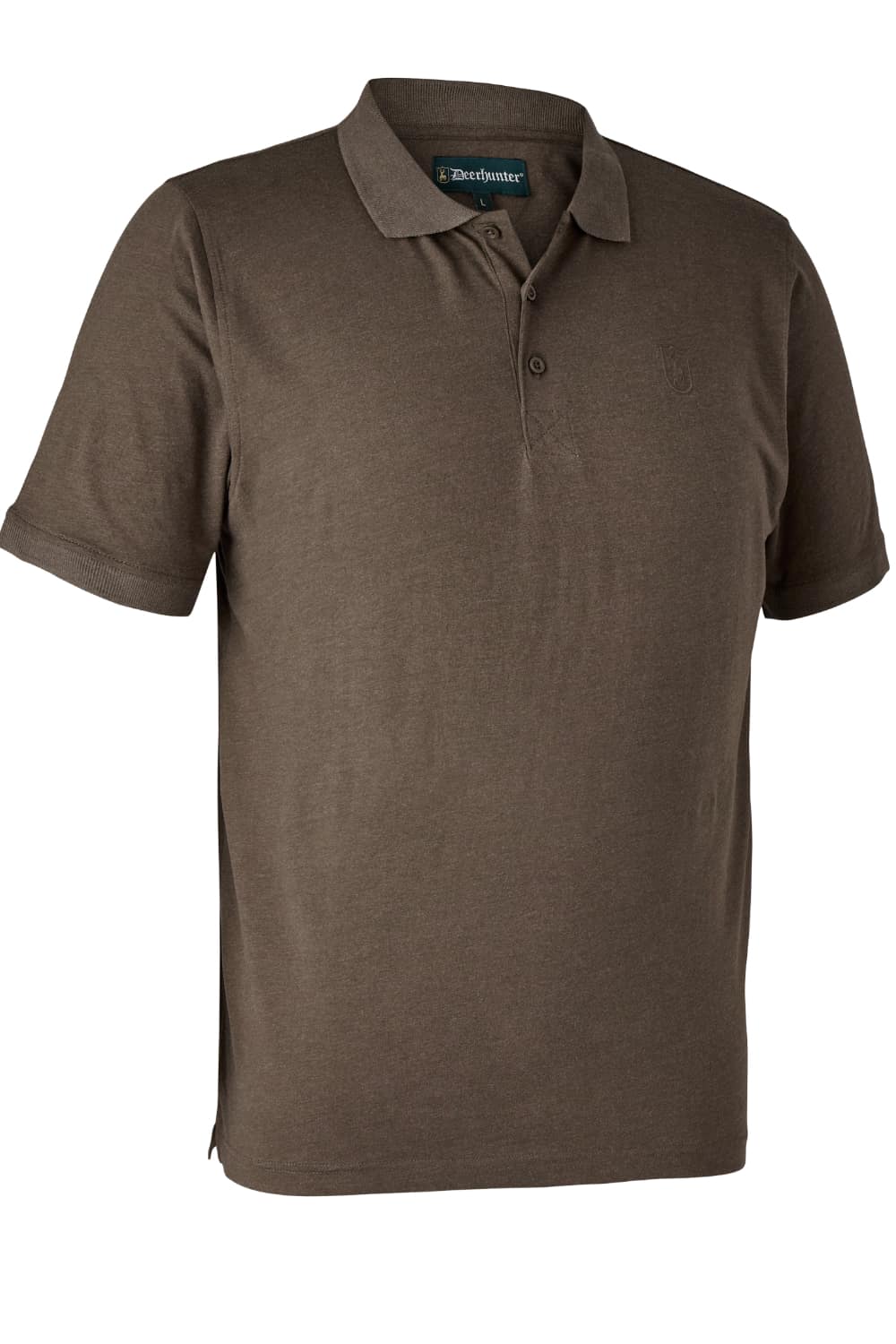 Deerhunter Gunnar Polo Shirt in Brown Leaf Melange