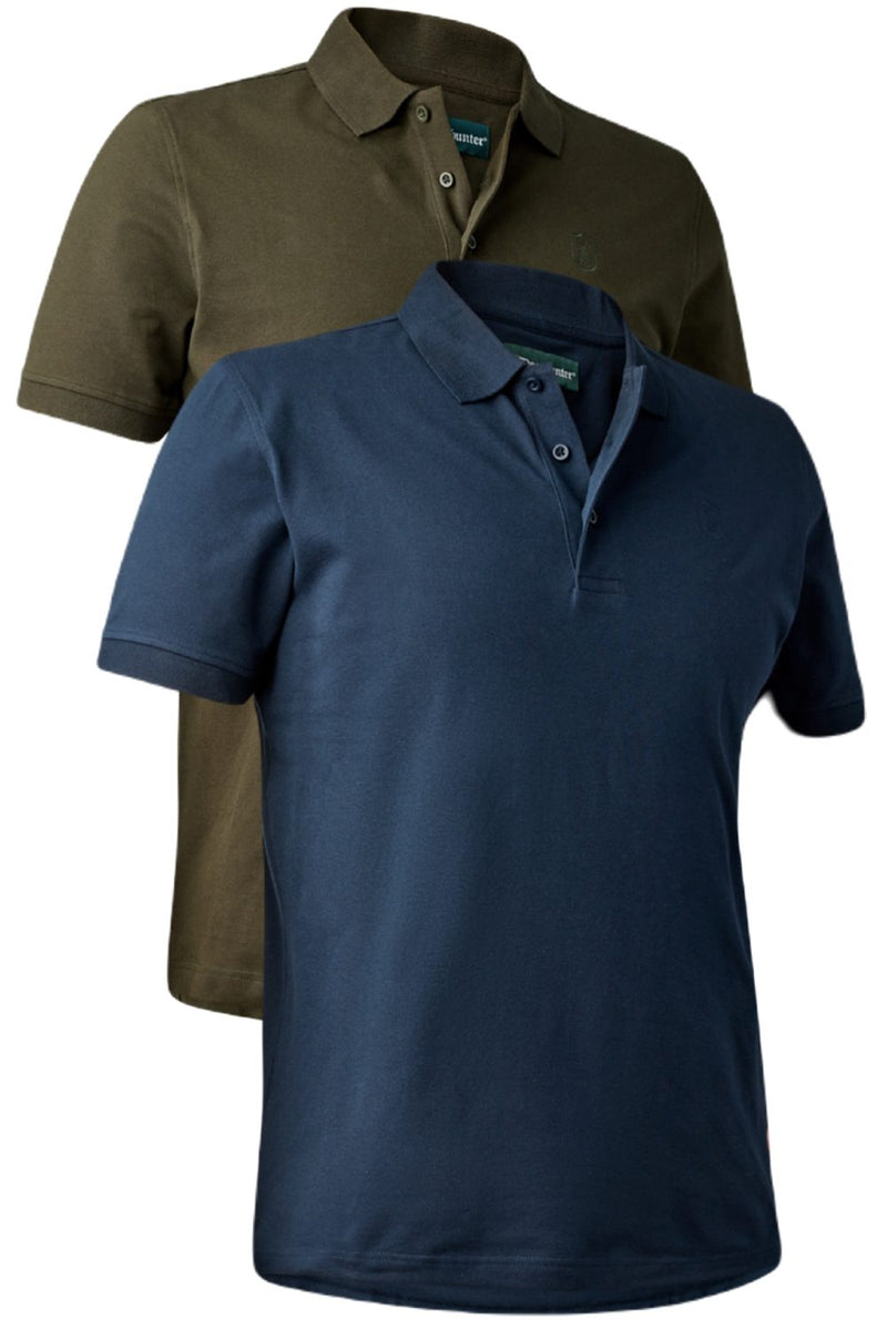 Deerhunter Harris Polo Shirt In Deep Green, Dark Blue