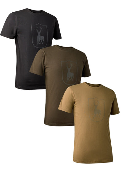 Deerhunter Logo T-Shirt In Black, Fallen Leaf and Butternut