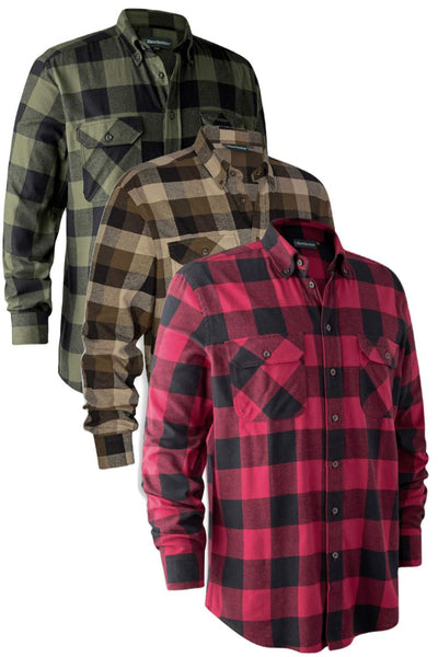 Deerhunter Marvin Cotton Lumberjack Check Shirt Green Brown Red