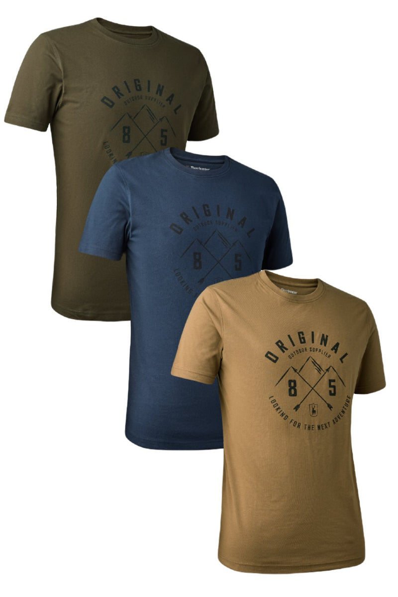 Deerhunter Nolan T-Shirt In Deep Green, Dark Blue and Butternut