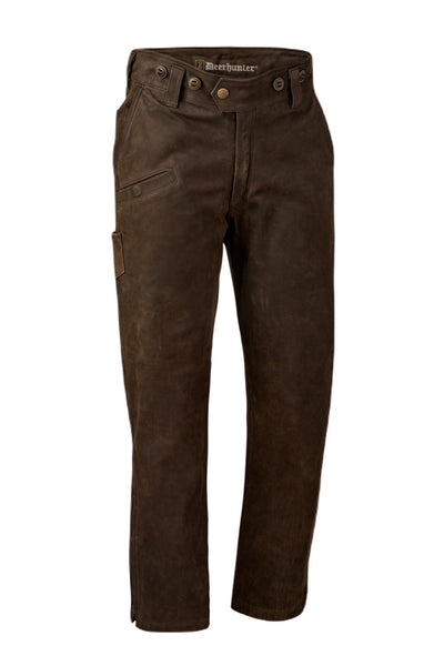 Deerhunter Strasbourg Leather Boot Trousers In Chocolate Brown