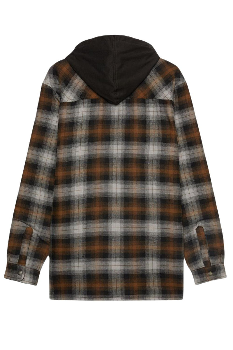 Dickies Fleece Hood Flannel Shirt Jacket in Black Timber