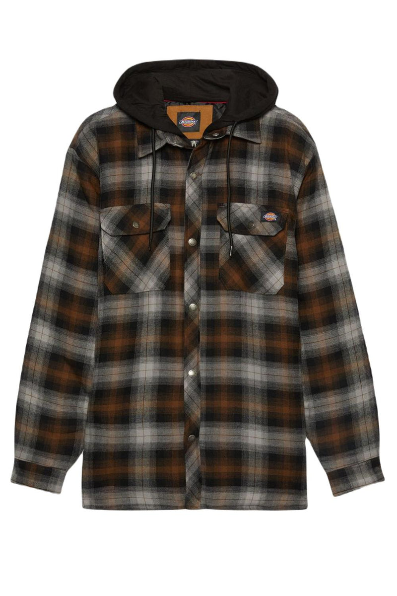 Dickies Fleece Hood Flannel Shirt Jacket in Black Timber