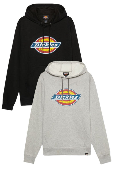 Dickies Logo Graphic Fleece Hoodie in Black and Heather Grey
