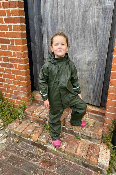 Fort Splashflex Children's Waterproof Trousers in Green Jacket and Trousers