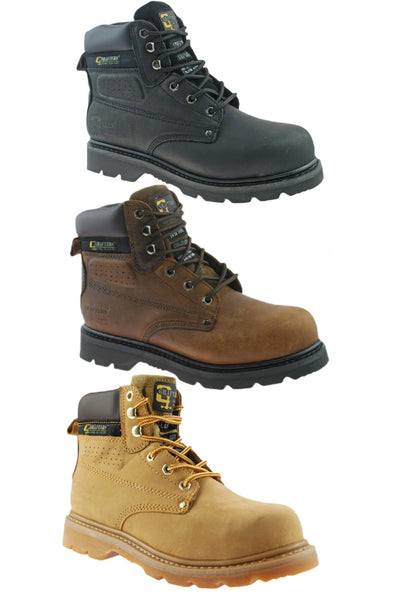 Grafters Safety Toe Cap Work Boot, Black, Crazy Horse Brown and Honey 