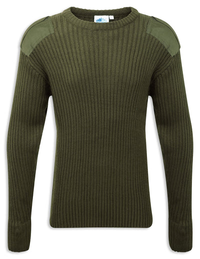 Olive Crew Neck Military Style Jumper by Fortress 