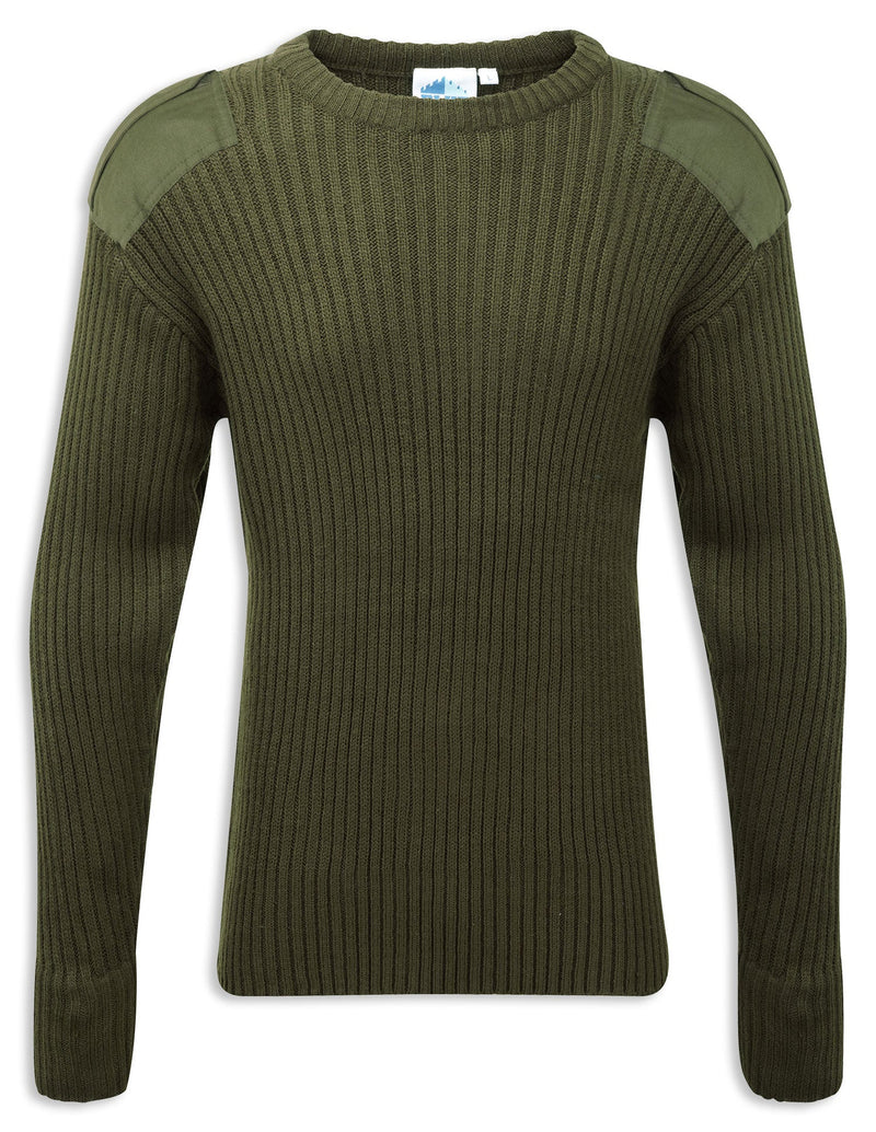 Olive Crew Neck Military Style Jumper by Fortress 