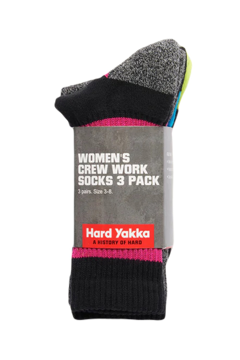 Hard Yakka Womens Crew 3 Pack Worksock