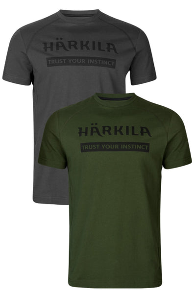 Härkila logo t-shirt 2-pack In Duffel Green/Phantom