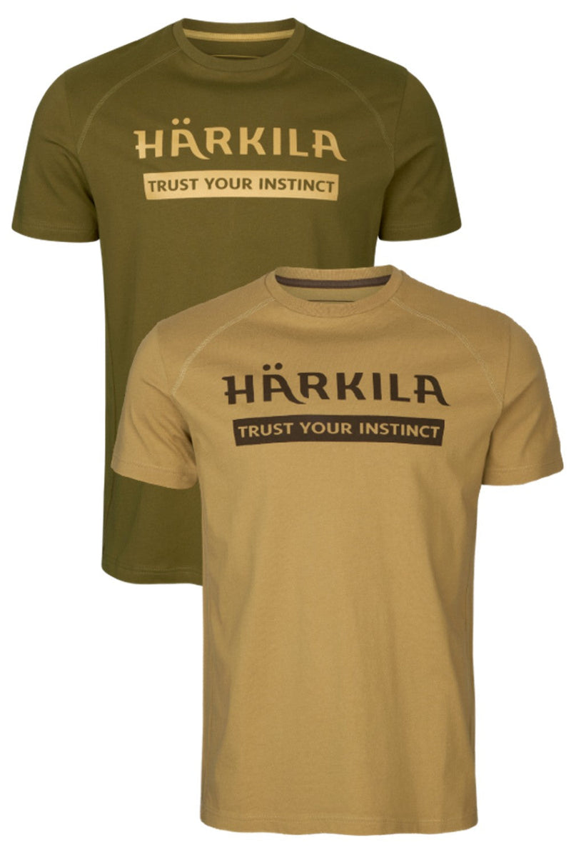 Härkila logo t-shirt 2-pack In Antique Sand/Dark Olive