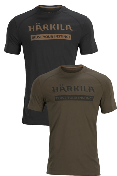 Harkila Logo T-Shirt 2-Pack in Willow Green and Black